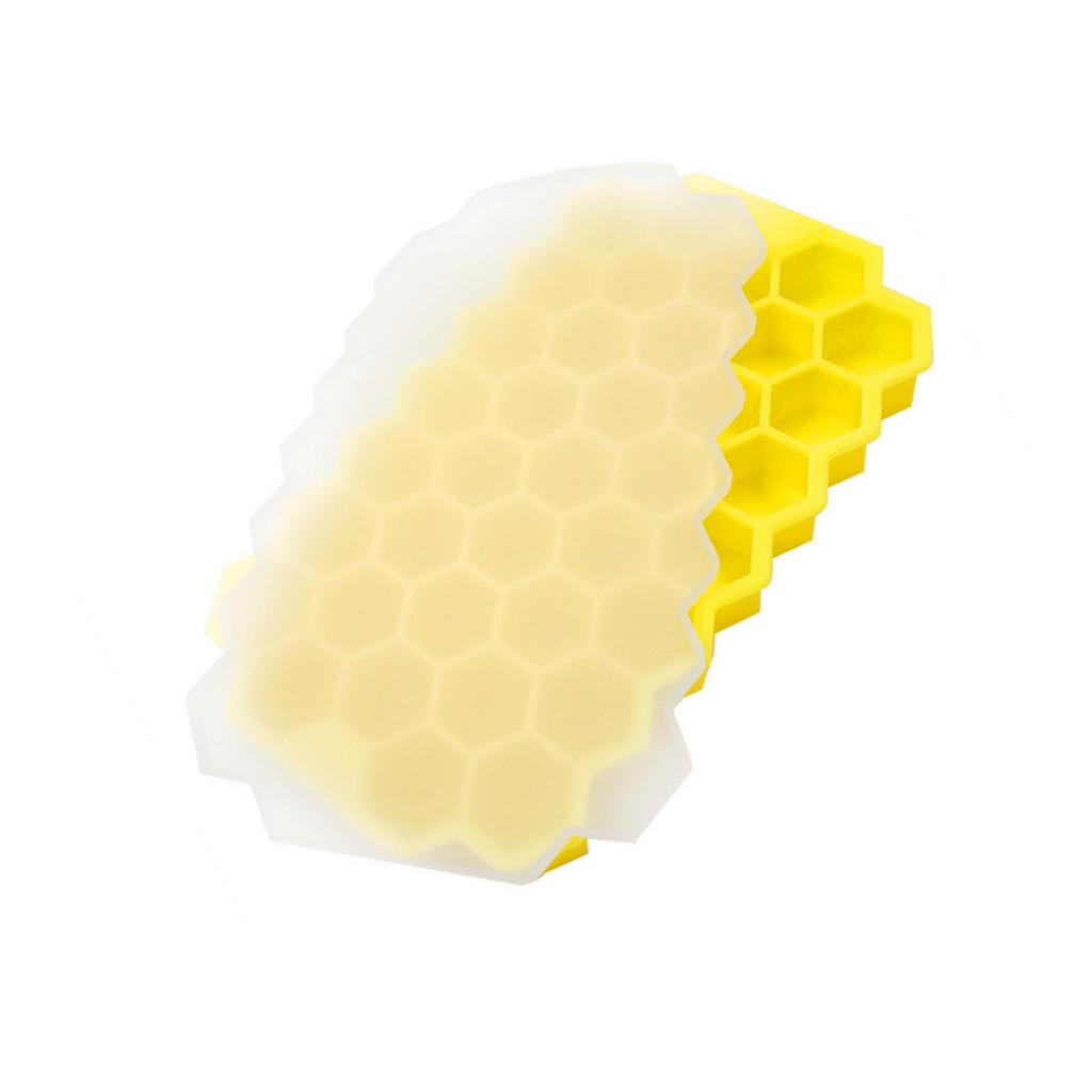 Silicone Honeycomb Ice Cube Mold with Lid, 37-Grid, Stackable, Food-Grade DIY Tray