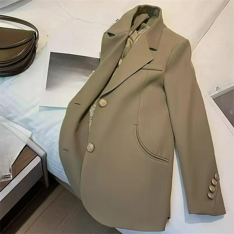 Spring and Summer Coffee Color Suit Jacket Female Temperament Loose Casual Shoulder Small Suit Commuter XS