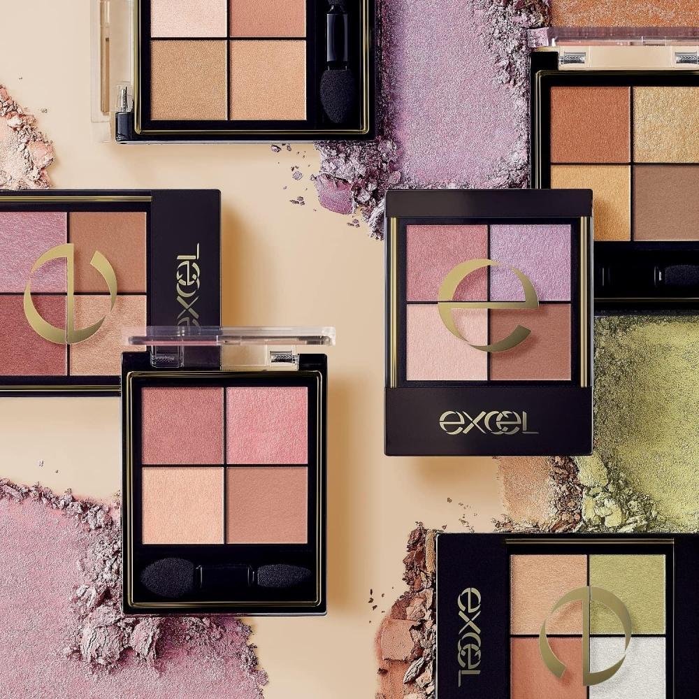 Excel Real Close Shadow Cx05  Fringed Hat  Nuance Color eyeShadow Palette 4 Colors 3 Textures  Gloss  Lame  Matte  Cx05  Fringed Hat 