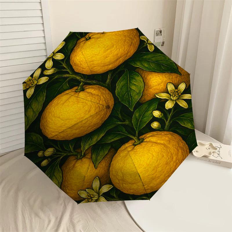 

1PC Lemons Flowers Umbrella-8-Rib Reinforced, Automatic Open, Lightweight & Durable, Cute Fashion Accessory for Outdoor-Y0361