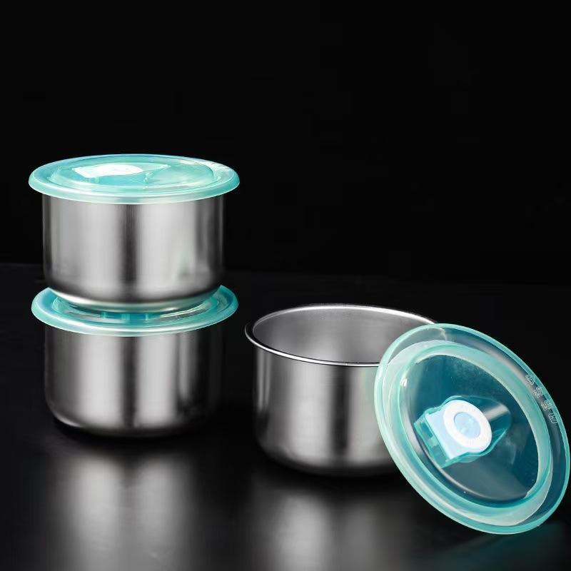 304 Stainless Steel Food Preservation Box Round Leak-proof Lunch Box Heat Resistant Sealed Food Storage Bowl Kitchen Tableware