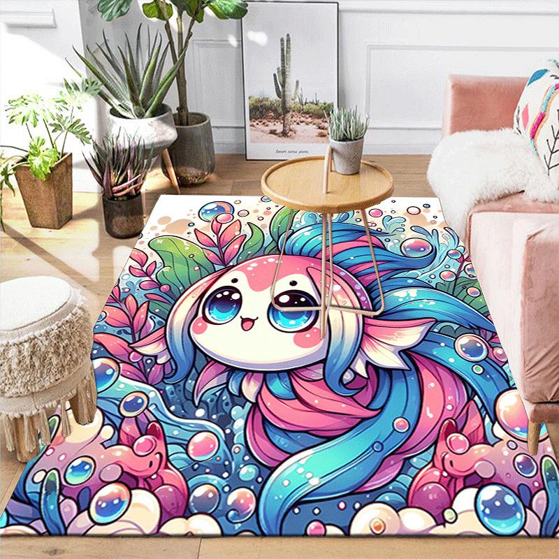 1pc Cute little goldfish Print, Design Indoor Area Rug, Soft, Anti-Slip, and Durable Gaming Room Decor for Bedroom, Living Room, and Exercis