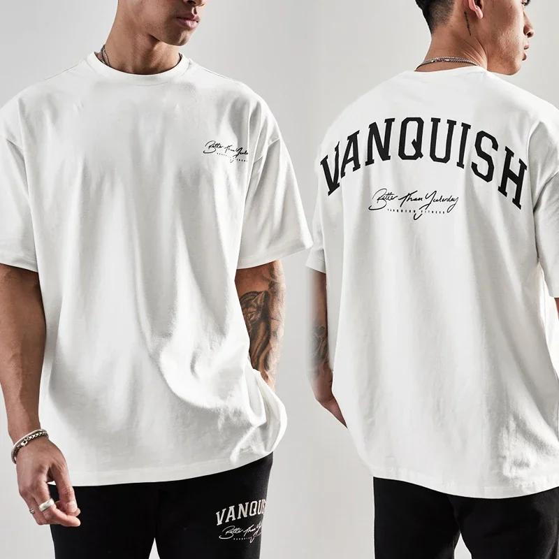 

Весна Лето Мужская Мода Хлопковая Футболка Vanquish Топы Футболка Мужская Повседневная Y2K Круглый Вырез 100% Хлопок Высокое Качество XL