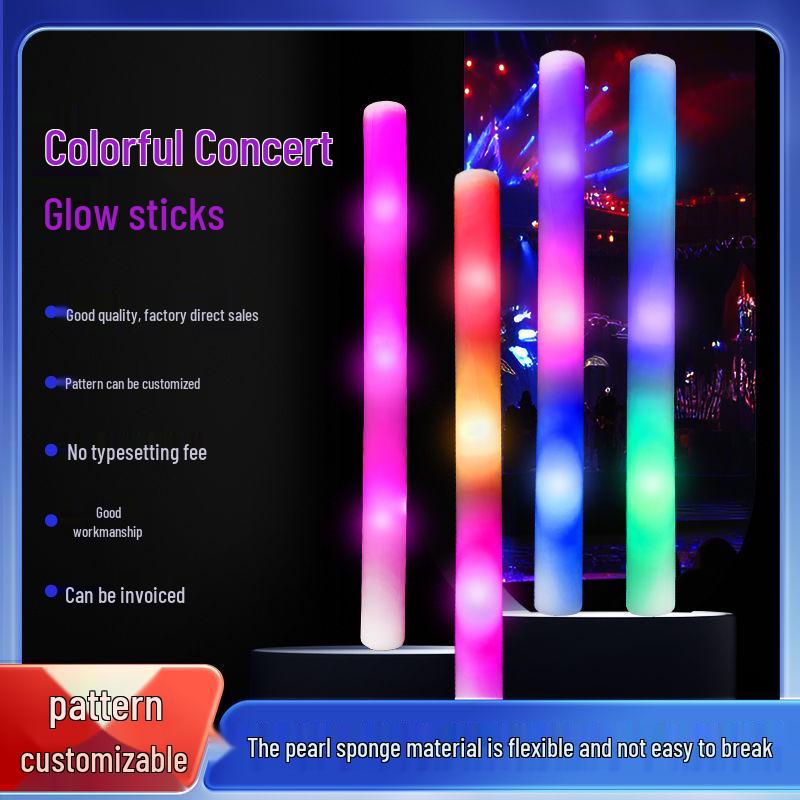 Seven-Color Fluorescent Glow Stick with Foam Glitter for Concerts and Nightclubs