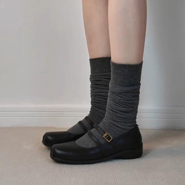 Keep Version~ Soft Leather Korean Version Retro Square Head Ballet Shoes Women's French Temperament Shallow Mouth Mary Jane Single Shoes Small Lea