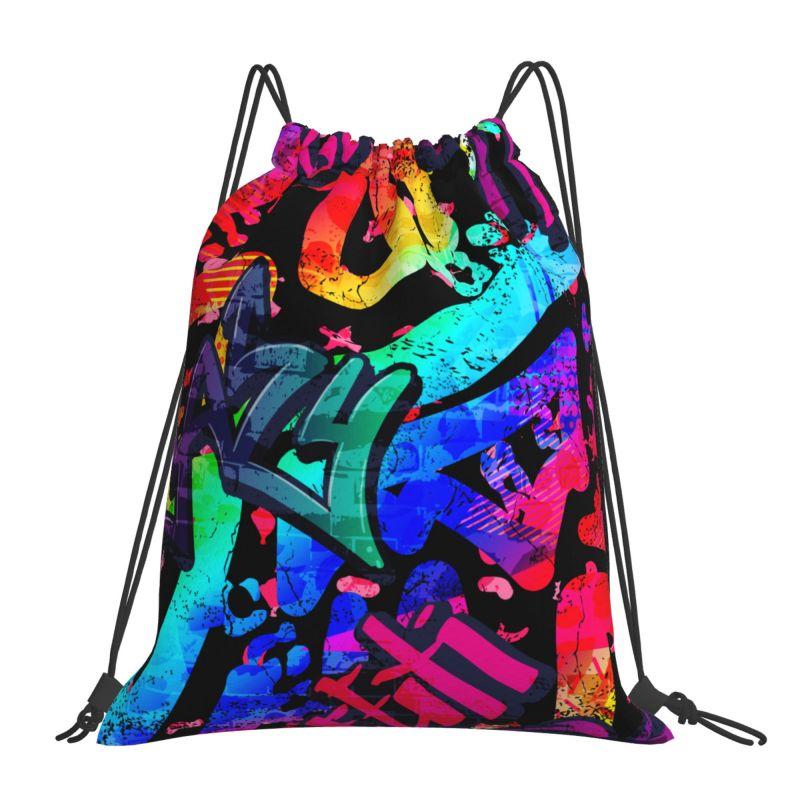 Bolsas con Cordón de Graffiti para Mujeres Hombres Plegables Ligeras Mochila Deportiva para Gimnasio Colección de Cómics Americanos Mochilas de Entrenamiento Pop Art