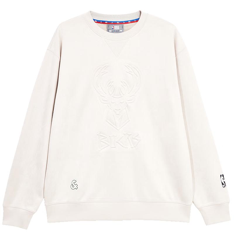 Jack & Jones NBA Milwaukee Bucks Men s Logo Embroidered Loose Sweatshirt M
