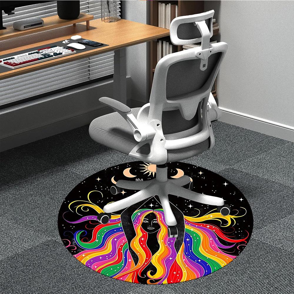 1PC Celestial Balance Office Round Rug, Non Slip, Soft and Durable Office Rug for Interior Decoration, Perfect for Office