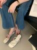 Temperament Slope Heel French Small Cool Slippers Fairy Shoes 2025 New Summer Fashion Outer Wear Rhinestone Strap Sandals