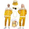 Jaren 1980 1990 Bierfeest Kostuum Set Feestoutfit Trainingspak Jas Broek Hoed Zonnebril Ketting Opblaasbare Bierpul Accessoire