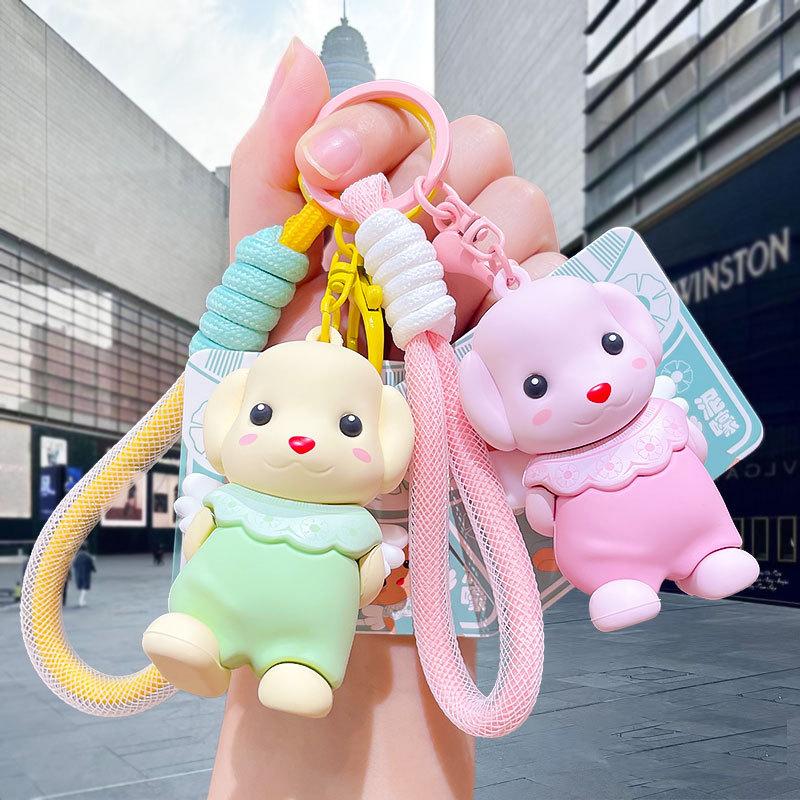 Chaveiro de Cachorrinho da Bela Desenho Animado Pingente de Boneca para Mochila Feminina Lindo Pingente para Bolsa de Casal Pequeno Presente