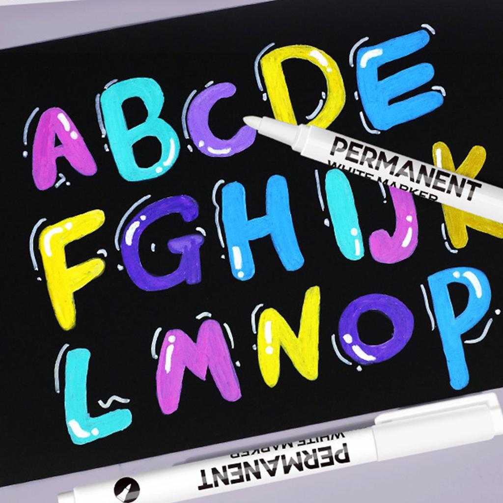 1/12Pcs White Permanent Marker Pen White Paint Pen For Painting on Wood Ceramic Glass Metal Canvas Leather Rock Stone