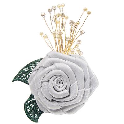 New Wedding Fabric Corsage Rose Flower Brooches For Women And Men Party Suit Pin Handmade Cloth Jewelry