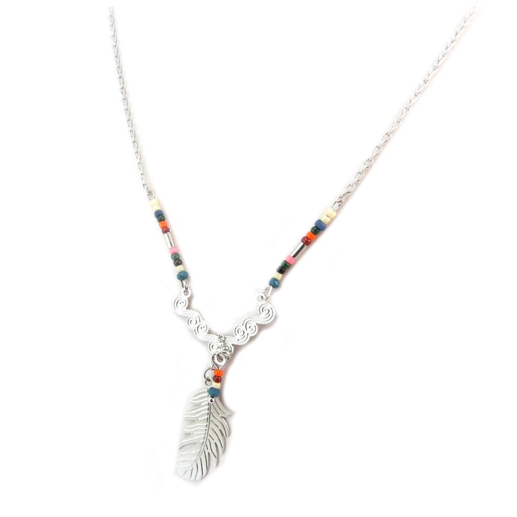 Les Trésors De Lily [P3372] - Multicolored Silver 'Navajos' Designer Necklace