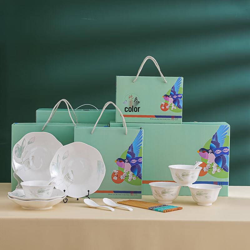 SHUNJU  Сцена весеннего цветения  Новый китайский керамический обеденный набор на 16 предметов