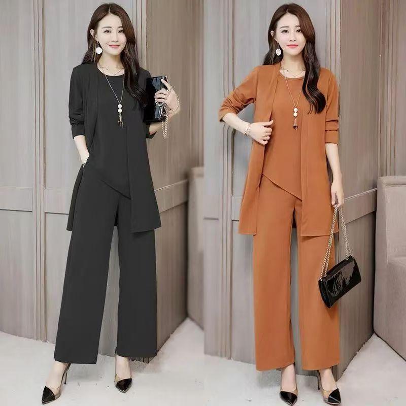 Auf Lager 2025 Herbst/Winter Elegantes Damen-Schlankheits-Dreiteiler in Übergröße