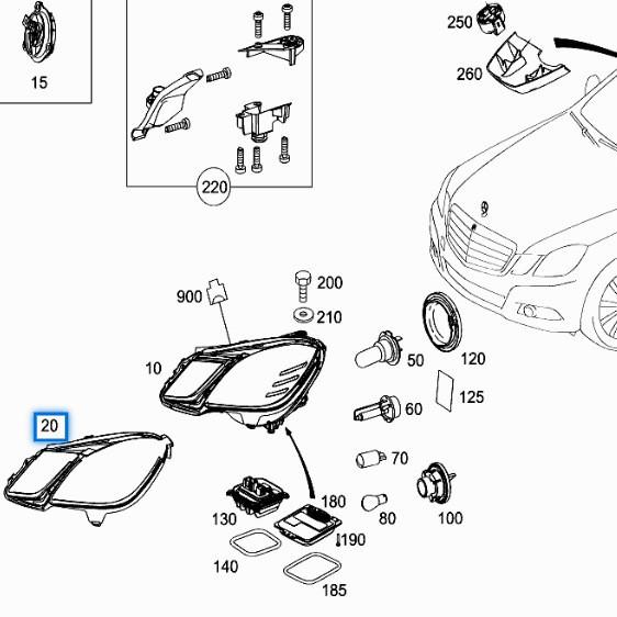 Benz E-Class W212 Headlight Sealing Strip (Part Numbers: 2128260591, 2128260691)