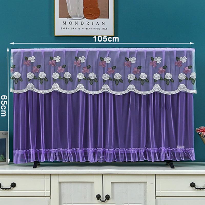 Elegant Embroidered Lace TV Dust Cover - Breathable 32/42 Inch LCD Screen Protector for Wall Mounted & Flat Screen TVs