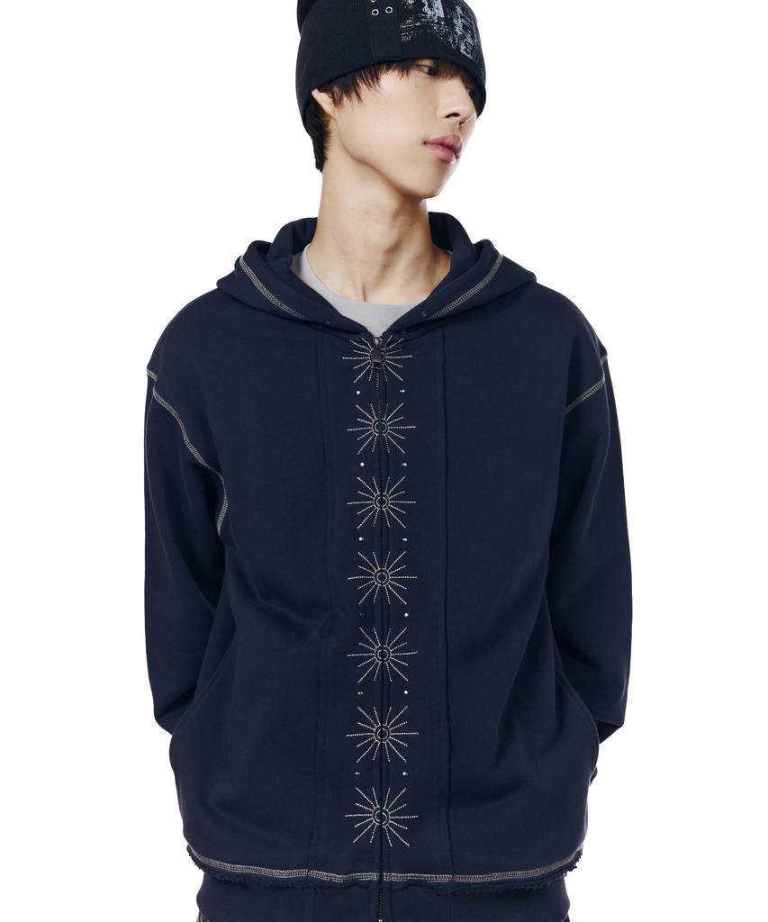 Aakam Starburst Zip-Up Hoodie (Navy)