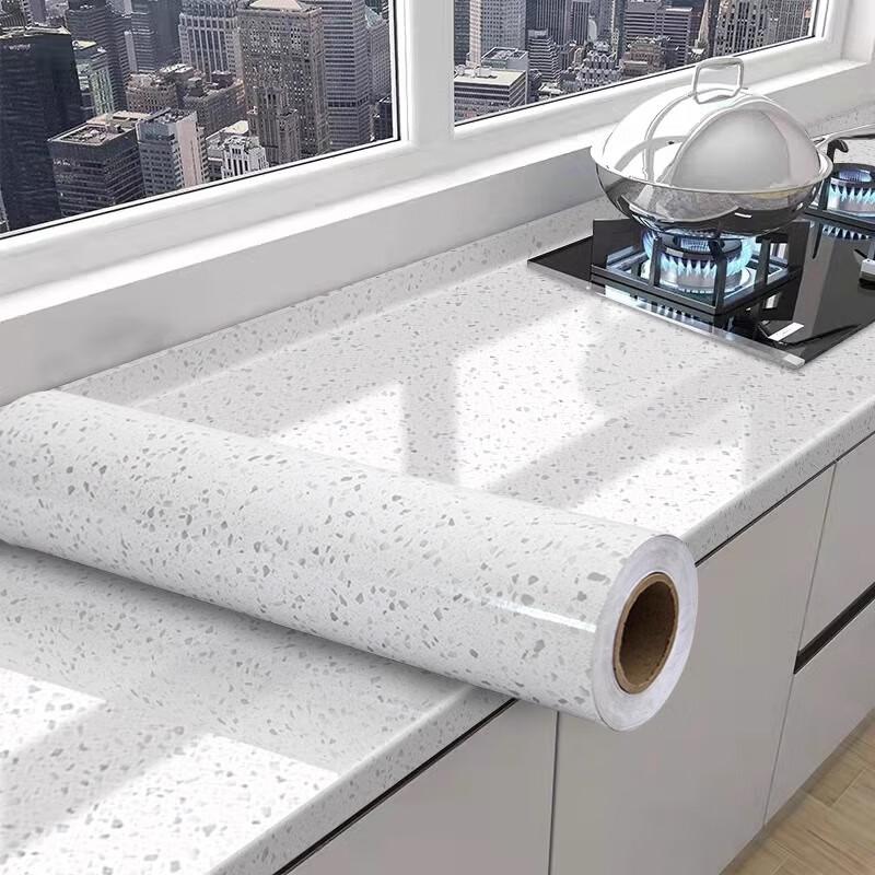 Qinghua Kitchen Oil-Proof Sticker, Stove Protection Film, Waterproof And Heat-Resistant Wallpaper, Cabinet Sticker, Water-Stone Pattern, 60*300cm