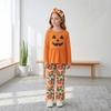 Kids Girls Halloween Outfit Spring Autumn Long Sleeve Pumpkin Printed Skirt Pants Two Piece Set Fashion Casual Children Clothing
