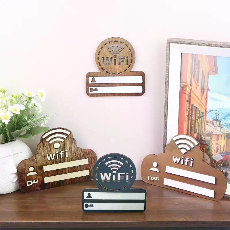 1Pc Rustic Wooden WiFi Password Sign Minimalist Durable Wall-Mounted Wireless Network Indicator Plaque Home Decoration
