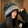 Fair Island Wind Curling Heap Hat Female Autumn and Winter Retro Face Small Cold Hat Lazy Wind Cold Warm Bag Head Hat