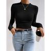 Vielseitiges Slim-Fit Damen-T-Shirt mit Karomuster und langen Ärmeln