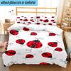 Ladybug Love Heart Pattern 3pcs Bedding,Including 1pc Duvet Cover And 2pcs Pillowcases Perfect for Christmas,Ideal for Bedroom, Dormitory