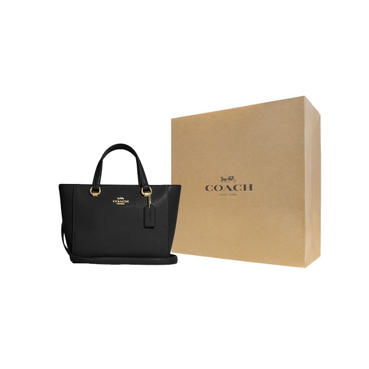Coach Alice 21 Zipper Closure Multi-Functional Pocket Crossgrain Leather Handbag Women Handbags Black CA224-IMBLK