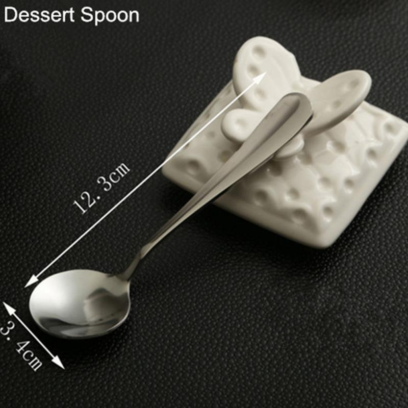 Stainless Steel Round Spoon Coffee Spoon Dessert Sugar Salt Spice Spoon Kitchen Tools