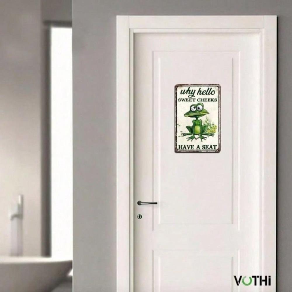 Funny Frog Metal Wall Sign for Bathroom Retro Decor