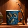 Grip Handle Fishing Coffee Mug Resin Simulated Fishing Line Cup Funny Funny Fishing Mug  Water Cup
