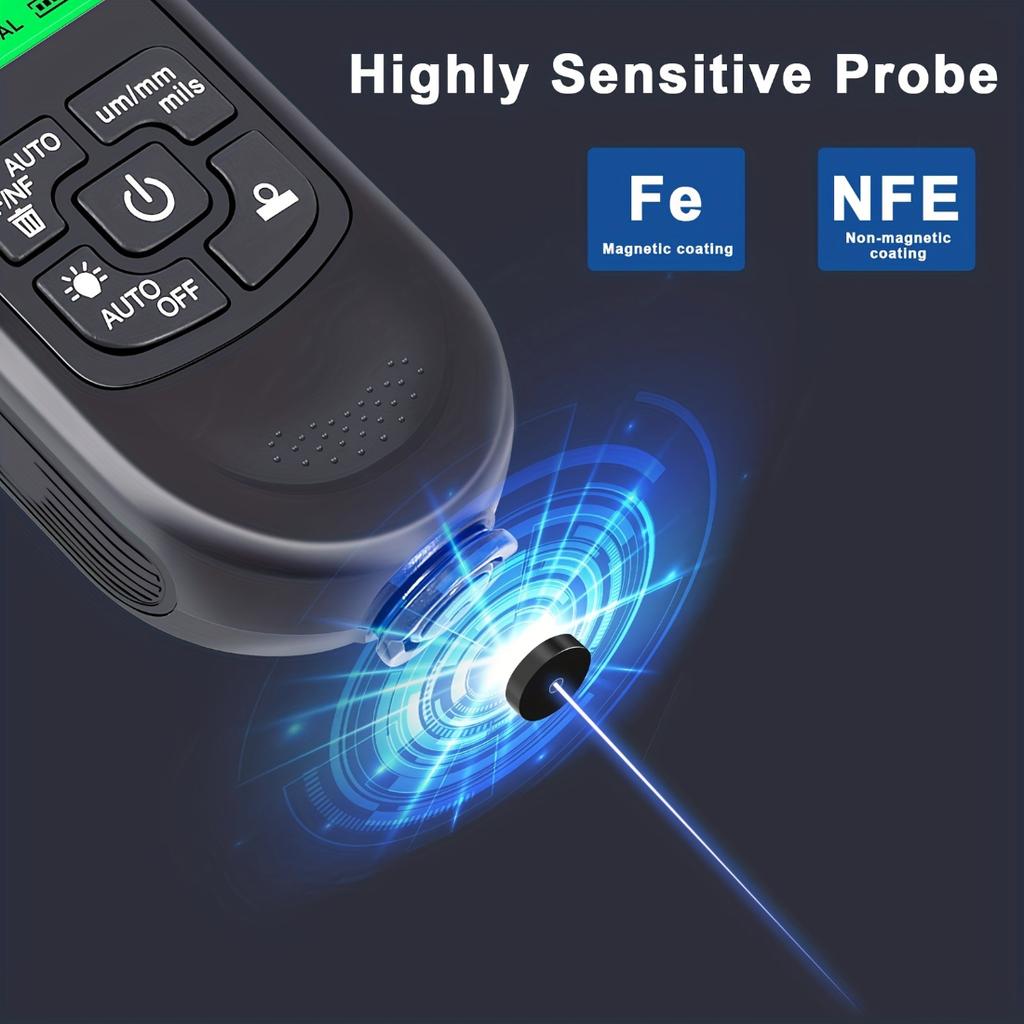 HW-300PRO Car Paint Thickness Gauge, 0-2000UM Fe&NFe Coating Tester, High Precision Automatic Detection, Auto Repair Inspection Tool