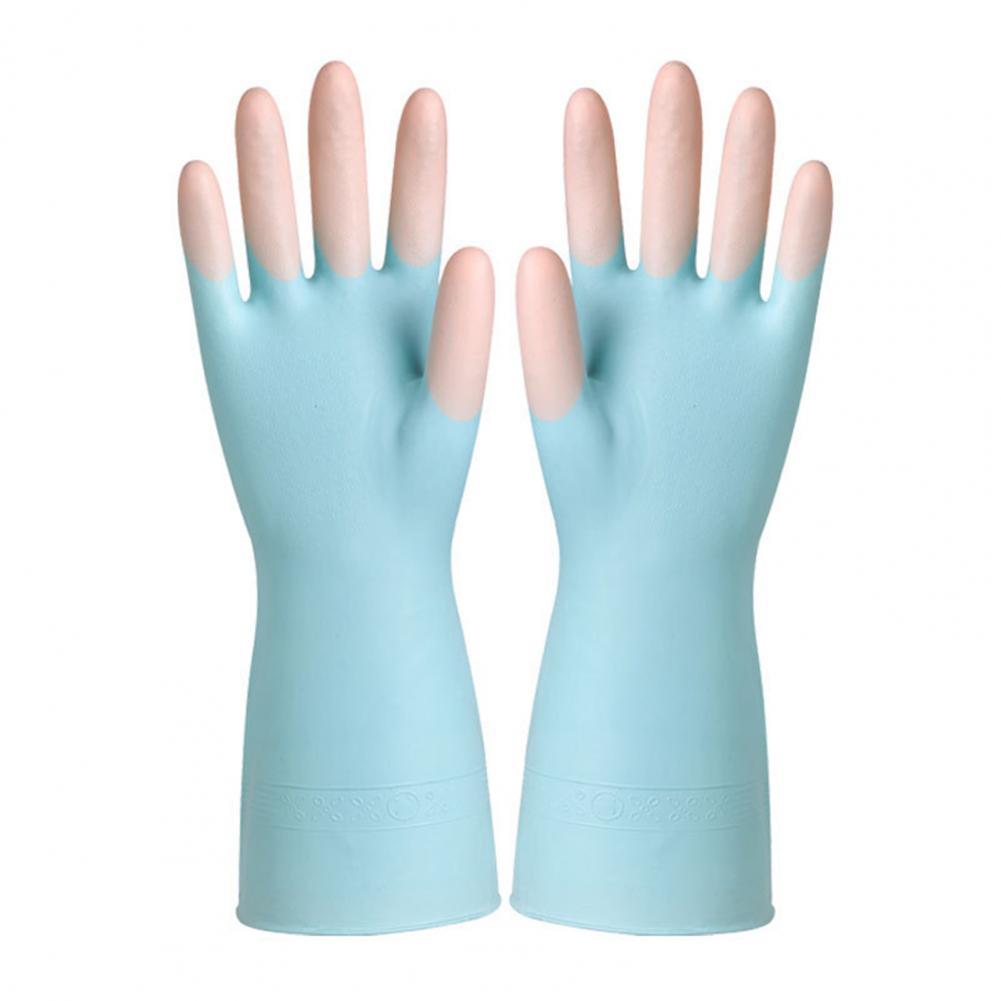 1 Pair Housework Gloves Long-Sleeved Latex Waterproof Cleaning Gloves Tear-Resistant Dishwashing Laundry Dish Gloves