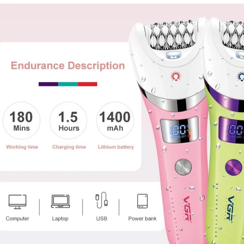 VGR Electric 5-in-1 New High-end Hair Trimming Set IPX6 Waterproof Multifunctional Body Hair Remover Alloy Blade Full Body Hair Removal Device V-759
