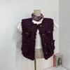 C S In The Room Muka Tweed Spangle frInge Gold Button veSt One Color C