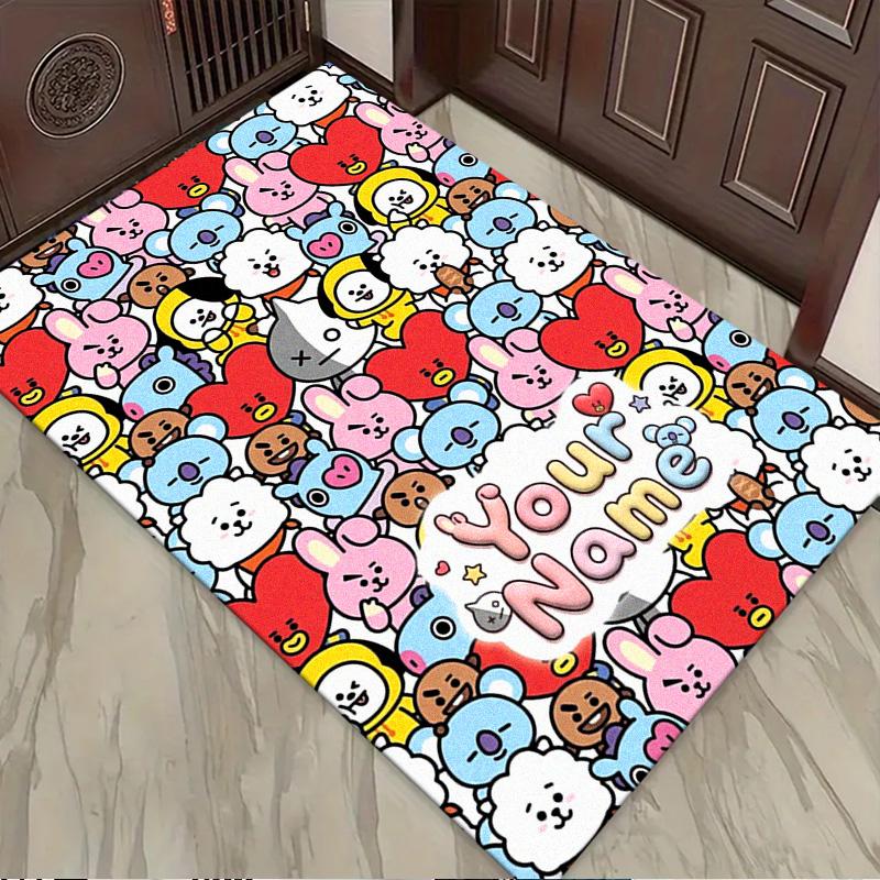 Name Custom Kpop Cartoon Cute BT21 Carpet Rug for Living Room Bedroom Home Sofa Decoration,Kids play Non-slip Floor Mat