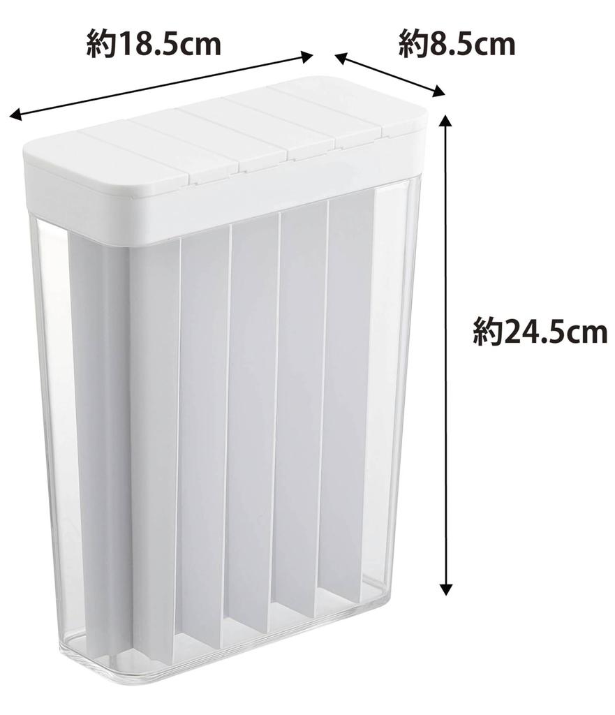 Yamazaki Refrigerator Rice W x D x No Measuring 3822 Container, 1-cup Capacity, White, Approx. 18.5cm 8.5cm 24.5cm H, Required, Slide-Out Type,