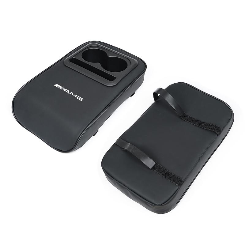 Car Armrest Cover Sticker Pad With Cup Holder Leather Cushion For Mercedes Benz A B C E G CLA W203 W204 C260 E300L A200L GLC300