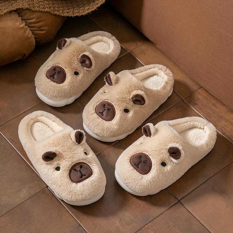Kapibara cotton slippers autumn and winter home soft bottom non-slip velvet warm couple cute cartoon cotton mop