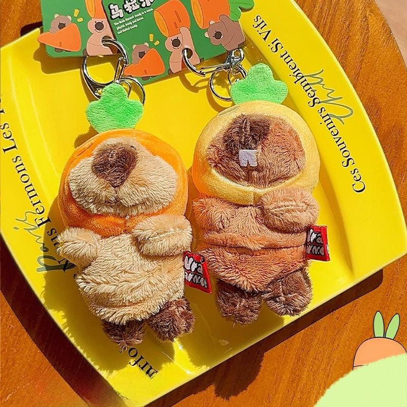 Carrot With Marmota Hat Cartoon Plush Pendant For Key Holder And Gift Idea