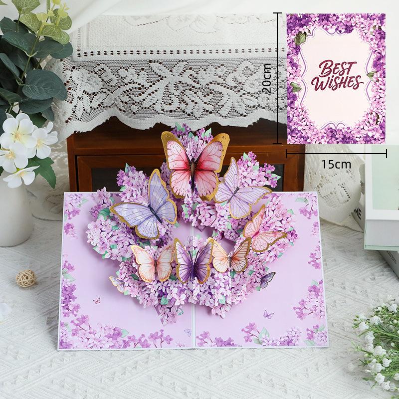3D Pop Up Greeting Card with Floral Hummingbird Butterfly Popup Card Blank Note Birthday Mother's Day Anniversary All Occasions