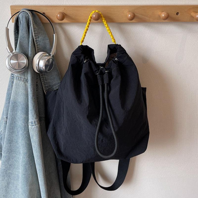 Canvas Rucksack Damen Großes Fassungsvermögen Lässig Kordelzug Studentenklasse Schultasche Bergsteigerrucksack Leichtgewichtiger Reiserucksack