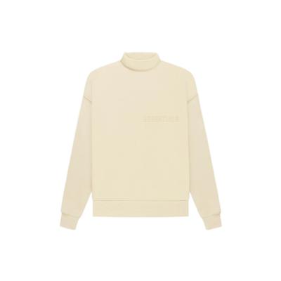 Fear of God Essentials FW22 Mockneck Logo Print Straight Sleeve Fleece Sweatshirt Unisex Tops Eggshell-White FOG-FW22-309