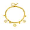 Gold Sunburst Charm Cuban Link Bracelet for Women