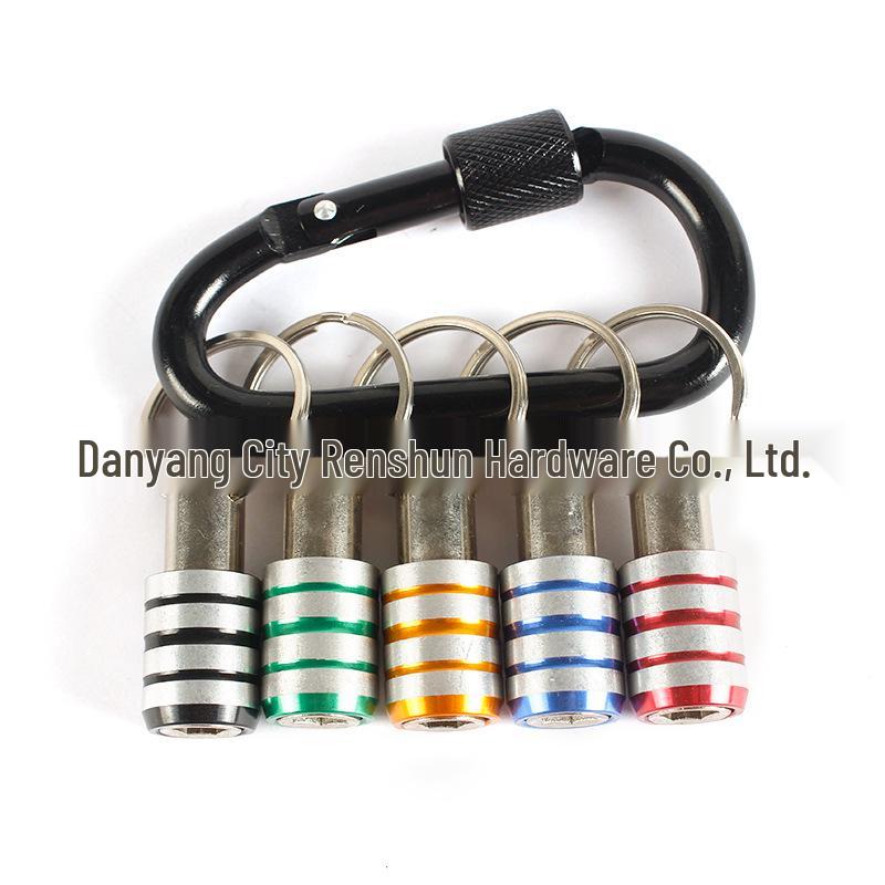 5-Piece Colorful Quick-Change Keyring with 1/4" Hex Shank Extension Rod & Quick Release Socket Adapter Carabiner