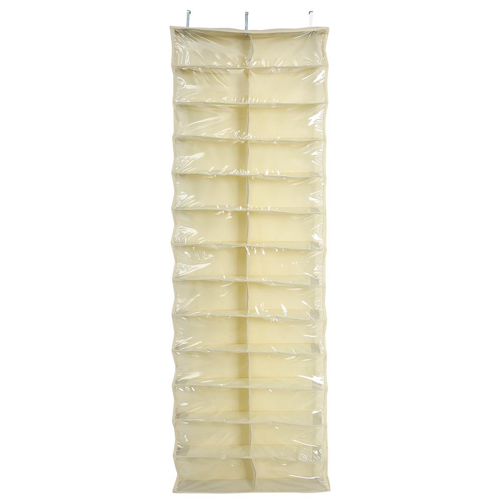 

26 Pockets Folding Hanging Door Closet Storage Bag Shoes Organizer Beige Beige