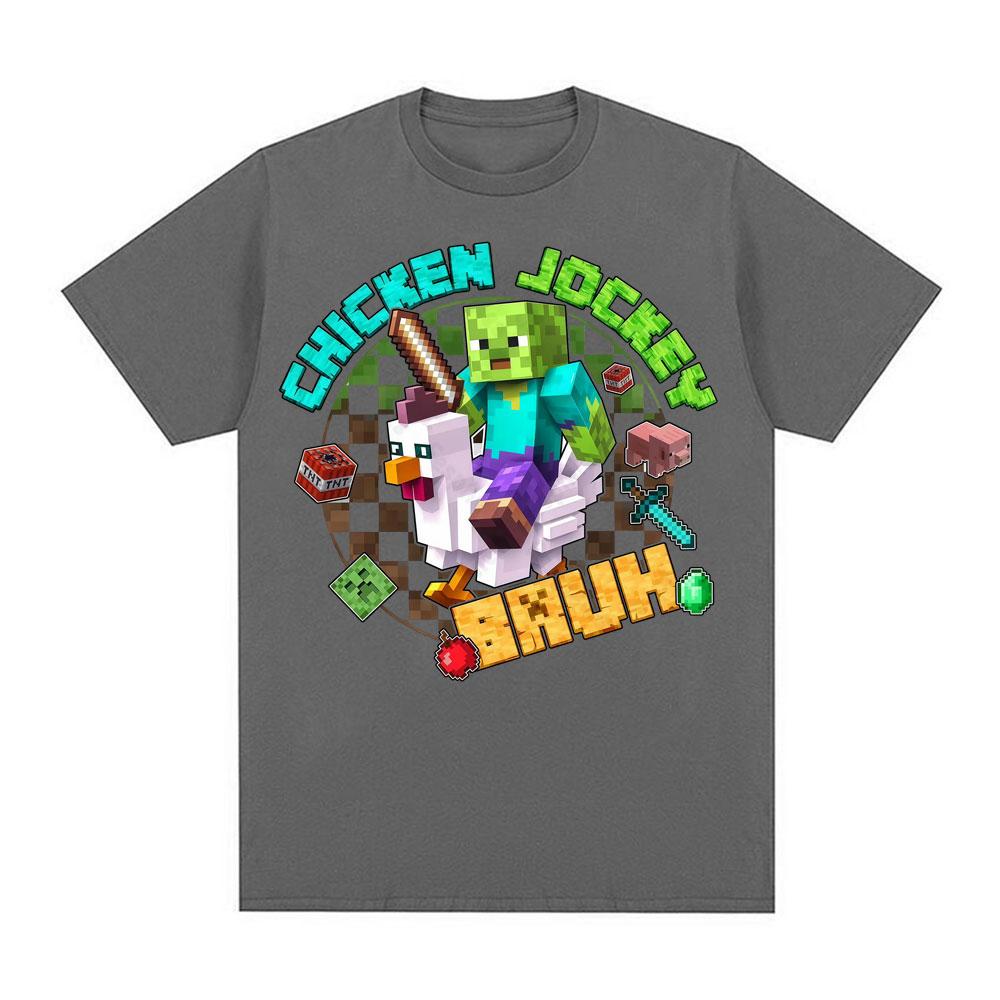 2025Trendy Chicken Jocke Zombie Riding Chicken Meme Unisex Women Hip Hop Trending Gothic Oversized 100 Pure Cotton Printed T Shirt