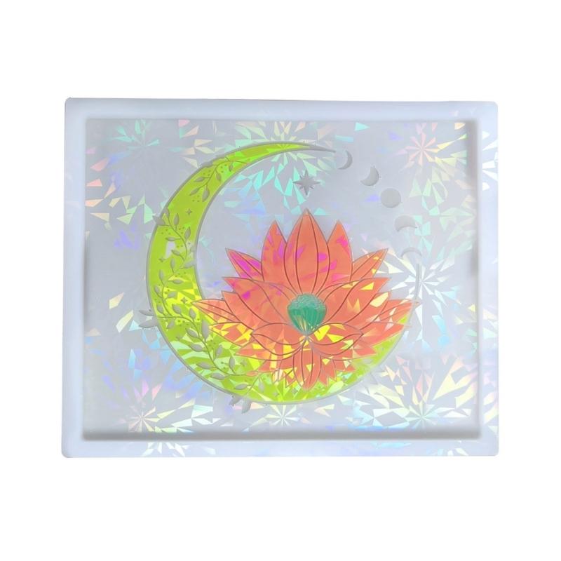 Holographic Coaster Resin Molds Moon Flower Silicone Mold Epoxy Resin Molds Rectangle Tray Mould DIY Jewelry Holder Decor